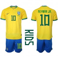 Dres Brazil Neymar Jr #10 Domaci za djecu SP 2022 Kratak Rukav (+ kratke hlače)